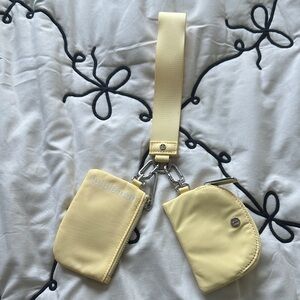 Lululemon Butter Yellow and Silver Hardware Keychain Pouch Set Like New line